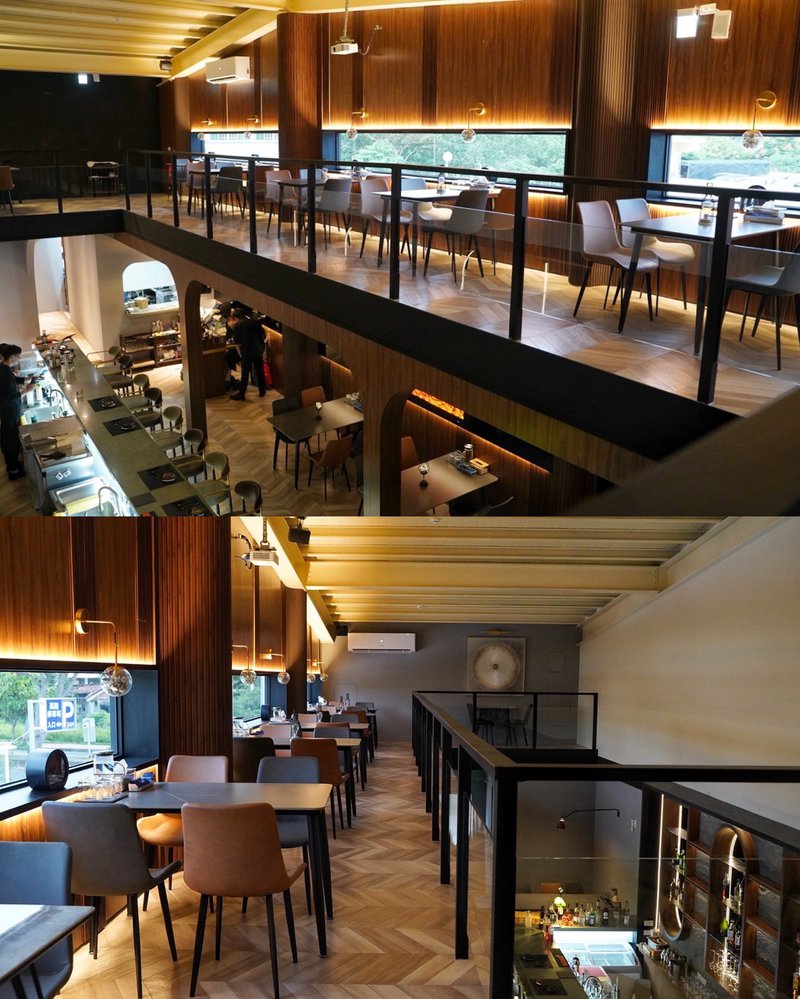 「82年餐酒館」整間店以岩石灰、木質色系及金屬色調打造出高質感氛圍，正所謂燈光美、氣氛佳！